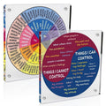 Colorful acrylic feelings and needs wheel for emotional awareness, suitable for home, office, or school mental health activities.