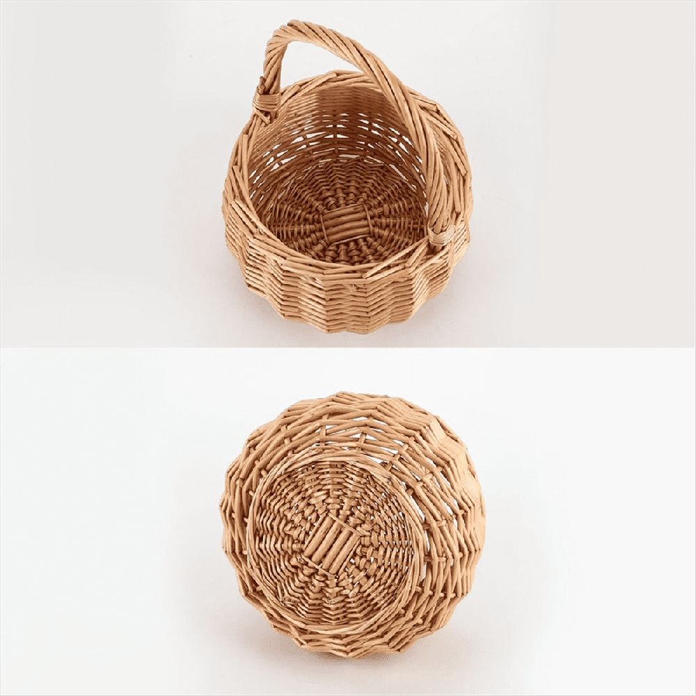 Wicker picnic basket with handle by Everything Baby, suitable for outdoor picnics, garden decor, or storage, featuring woven willow design.