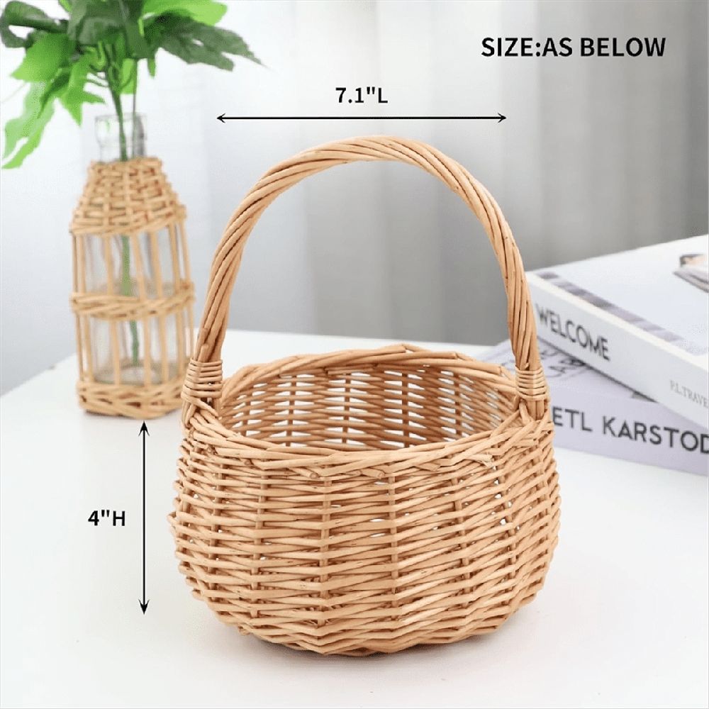 Wicker picnic basket with handle by Everything Baby, ideal for outdoor picnics, garden decor, and storage.
