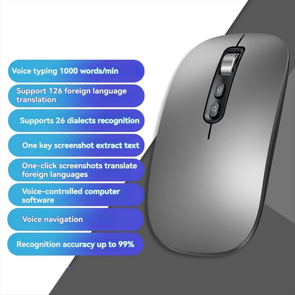 AI Smart Voice Mouse by Everything Baby, rechargeable wireless Bluetooth mouse with voice input for laptops, designed for kids' musical play.