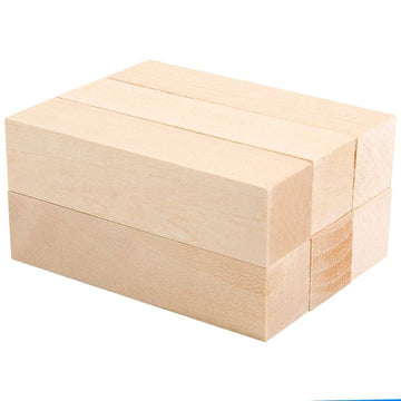 Six basswood carving blocks for kids' woodworking hobby kit, ideal for beginners, by Everything Baby.