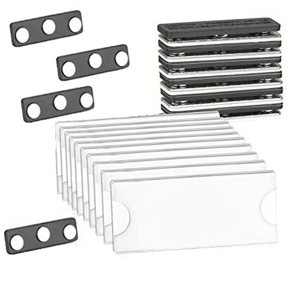 Magnetic name tags kit with 10 badge holders, including 3 strong magnets, designed for kids' building toys by Everything Baby.
