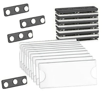 Magnetic name tags kit with 10 badge holders, including 3 strong magnets, designed for kids' building toys by Everything Baby.