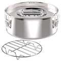 Stainless steel flan pan mold with lid, 2.3 Qt, for baking and pretend play, designed for kids' toy kitchen set by Everything Baby.