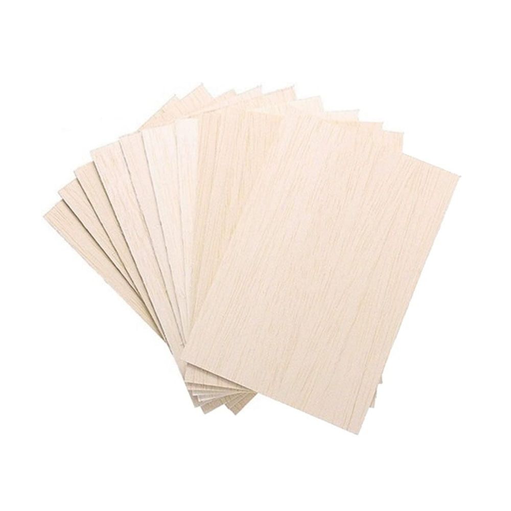 10-pack of unfinished balsa wood sheets for crafts, building toys, and DIY projects, suitable for kids' arts and ornament making.