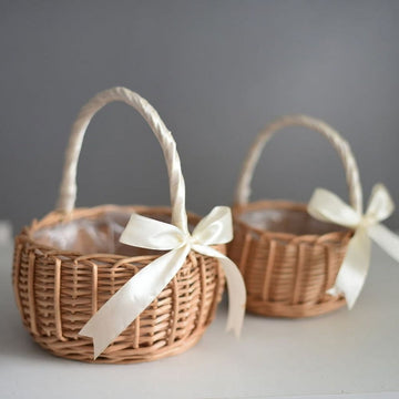 Woven flower basket by Everything Baby, 19cm wicker basket with floral design, suitable for baby and kids outdoor play activities.