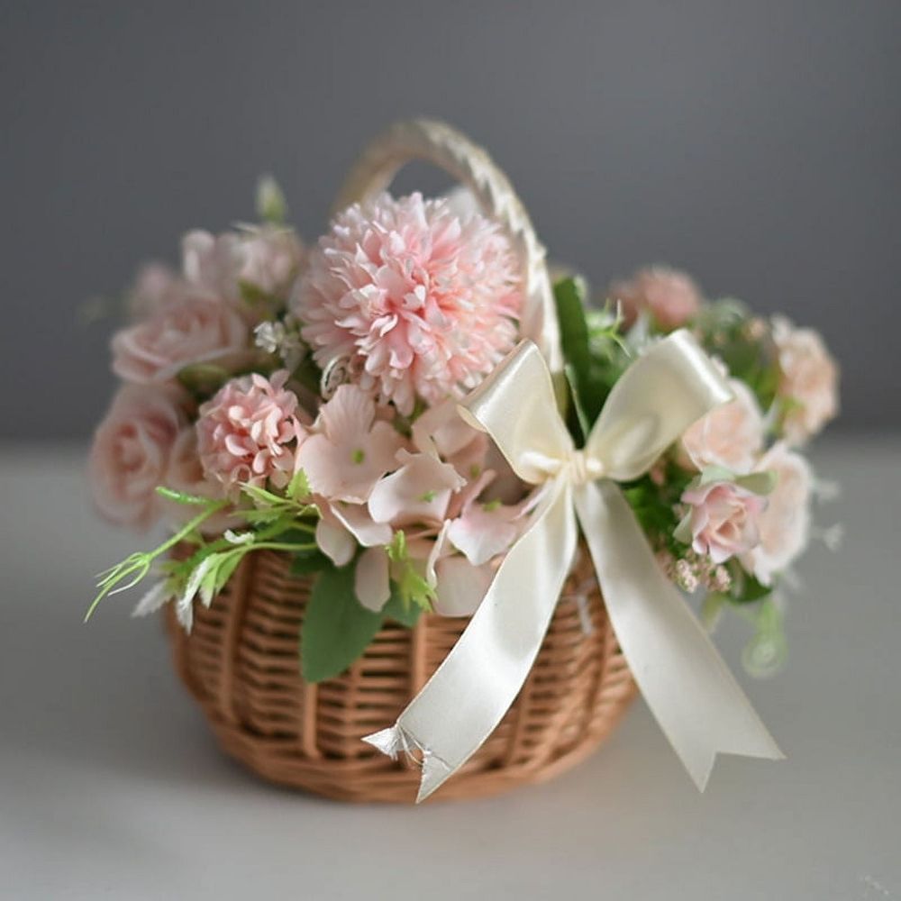 Woven flower basket by Everything Baby, 19cm wicker basket for outdoor play, suitable for baby and kids gift or toy storage.
