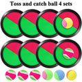 Velcro Toss and Catch Ball Game Set with 8 discs and balls, outdoor beach and yard game suitable for kids, teens, and families.