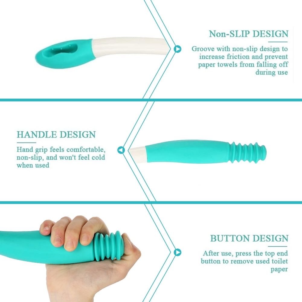 Comfort Wipe Long Reach Toilet Aid by Everything Baby, shown in use for easy hygiene assistance with baby or kid grooming.