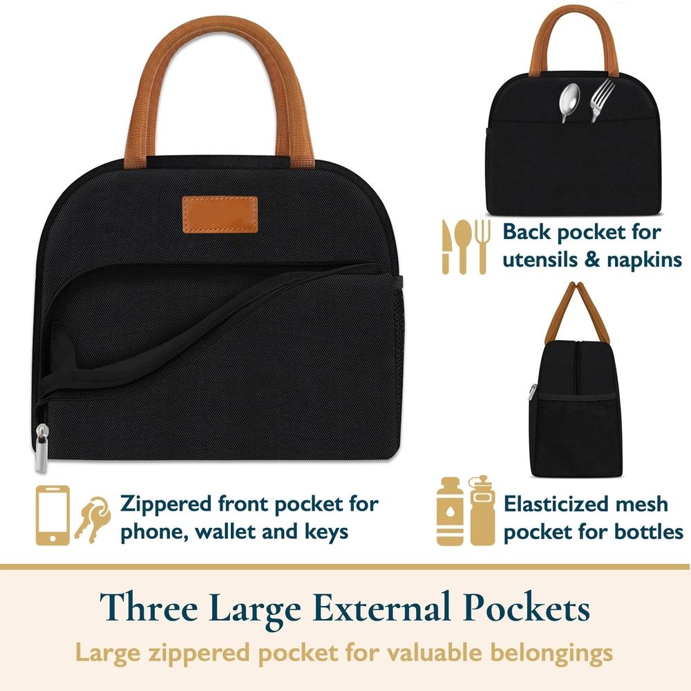 Insulated lunch bag for women by Everything Baby, large capacity with zippered pocket, suitable for work, school, and outings.