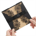 Black Halloween invitations cards with spiderweb design, bowknots, and hollow horror theme, ideal for kids' party invitations.