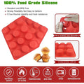 Red 2-pack silicone muffin pans with 12 cups each, ideal for baking cupcakes or muffins, flexible and non-stick.