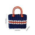 Imitation rattan basket with handle, woven straw design for fruit, vegetables, picnic, or groceries, ideal for outdoor use.