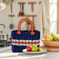 Imitation rattan basket with handle by Everything Baby, woven straw design for fruit, vegetables, and outdoor picnic use.
