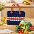 Imitation rattan basket with handle for fruits, vegetables, or outdoor play, designed for picnics, groceries, and farmers markets.