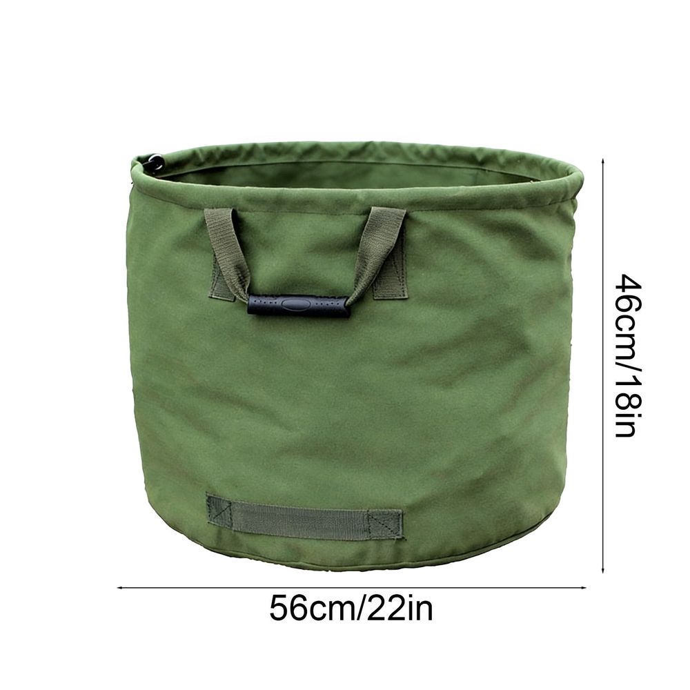 Heavy-duty 30-gallon canvas garden leaf bag with rubber handles, waterproof and tear-resistant for outdoor yard waste and gardening cleanup.