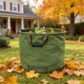 Heavy-duty 30-gallon canvas garden leaf bag with rubber handles, waterproof and tear-resistant for outdoor yard waste and gardening cleanup.
