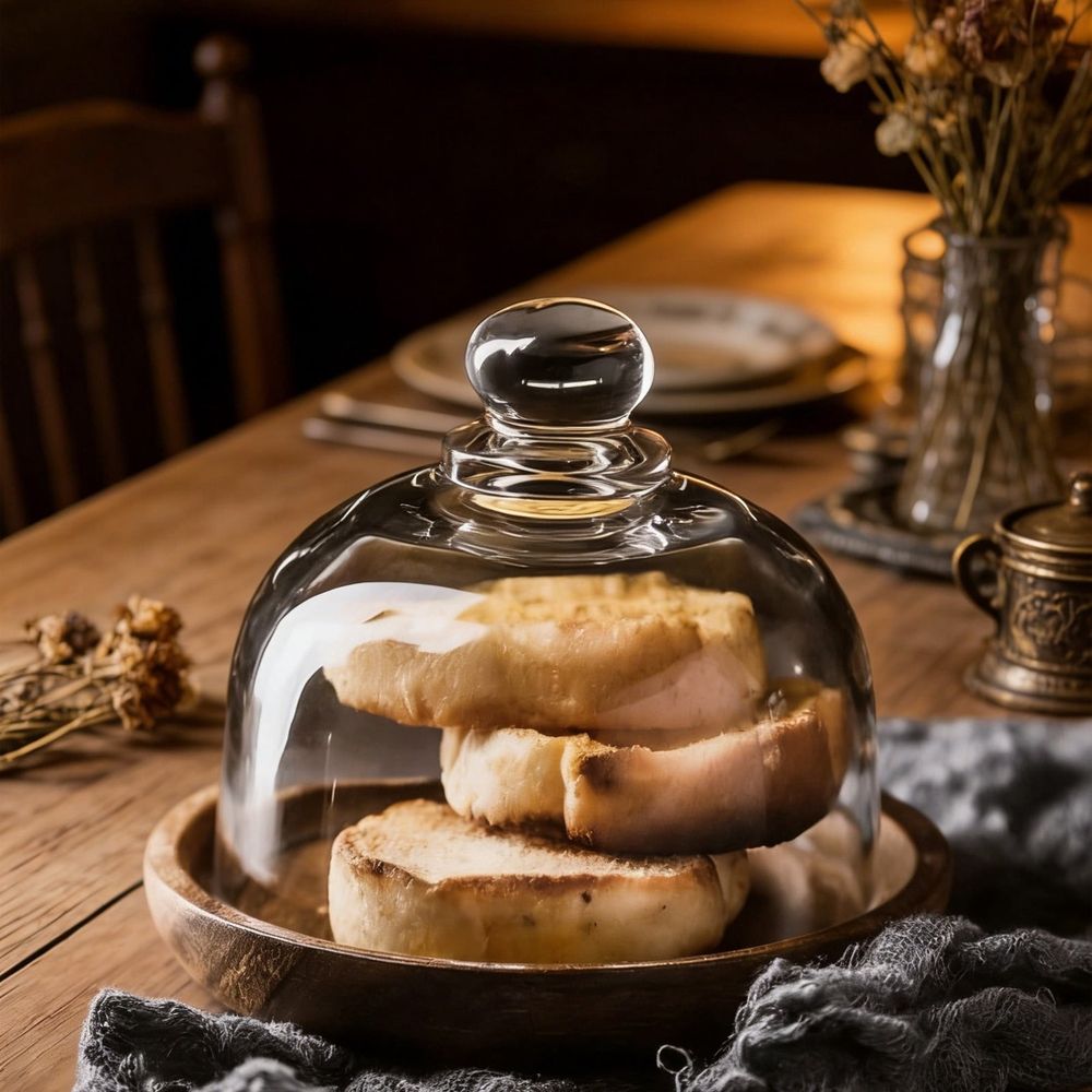 Wooden mini dessert plate tray with glass lid, ideal for displaying cupcakes, macarons, and cookies at parties and events.