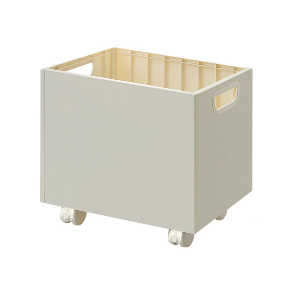 Plastic under desk book storage box with removable handle, large capacity for kids' books and school supplies, suitable for home or classroom.