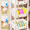 Cute 5-tier rolling storage rack with lockable swivel wheels, smiling face design, ideal for kids' bedrooms, playroom, or kitchen.