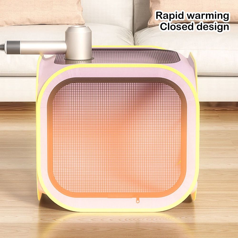 Drying box for pets by Everything Baby, washable fabric, dual network design, hands-free, fast, even drying for cats and dogs.