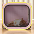 Drying box for cats and dogs with mesh fabric, dual network design, washable, durable, fast, and even hair drying for pets.
