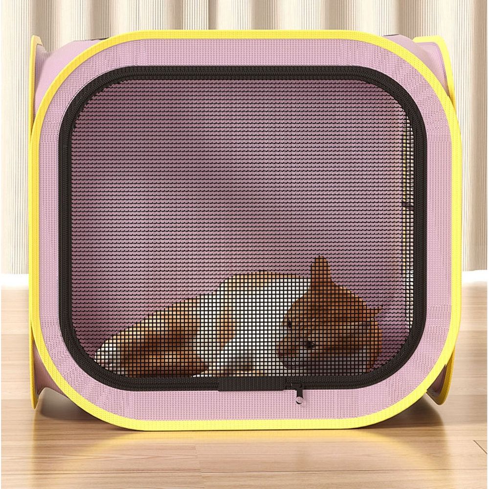 Drying box for cats and dogs with mesh fabric, dual network design, washable, durable, fast, and even hair drying for pets.