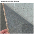 Faux sisal carpet floor mat with non-slip backing, washable, cuttable polyester, ideal for indoor entryways, living rooms, and bedrooms.