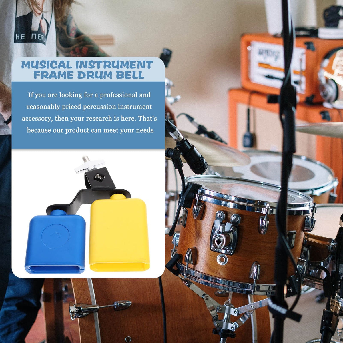 Baby percussion bell kit with colorful bells and drumsticks, designed for kids' musical toys by Everything Baby.
