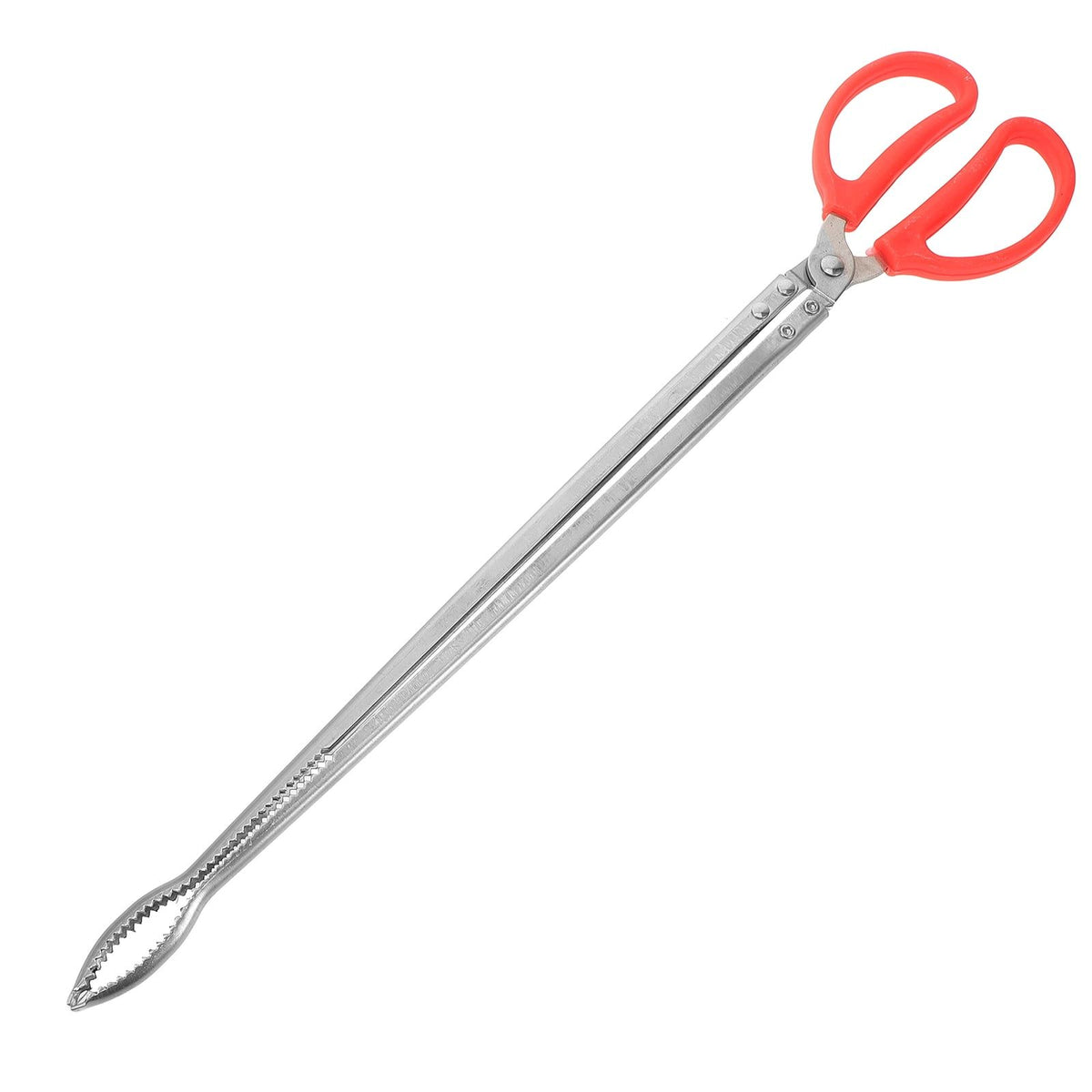 Silver outdoor metal fish and crab gripper with ergonomic design, ideal for kids' outdoor play and fishing activities.