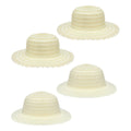 Four beige straw farmer hats for babies and kids, ideal for outdoor play, crafting, and summer party outings.