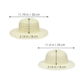 Four beige straw farmer hats for kids, ideal for outdoor play, summer parties, and artistic crafting activities.