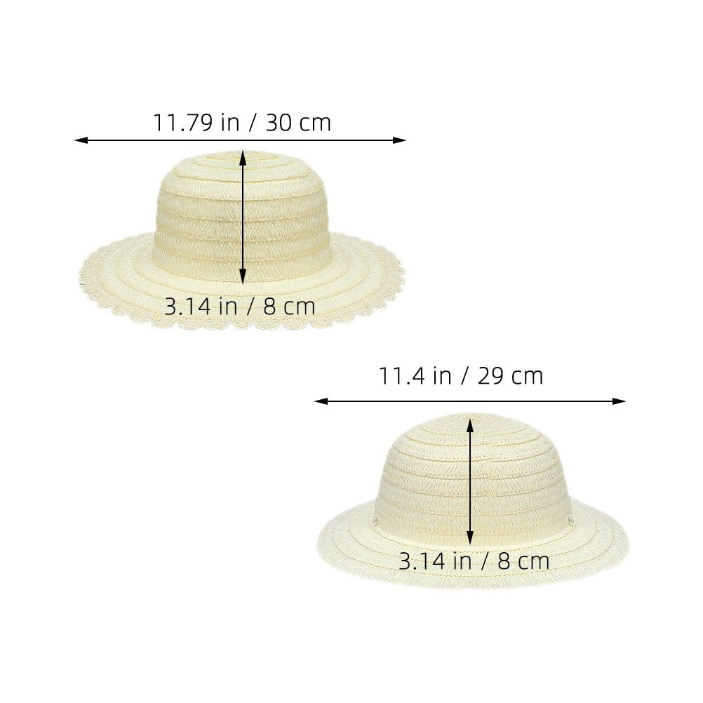 Four beige straw farmer hats for kids, ideal for outdoor play, summer parties, and artistic crafting activities.
