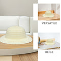 Four beige straw farmer hats for kids, ideal for outdoor play, summer parties, and artistic crafting activities.