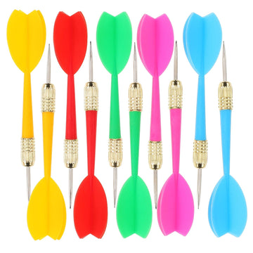 15-piece metal tip dart set with patterned flights, suitable for outdoor and indoor play, designed for kids and leisure activities.