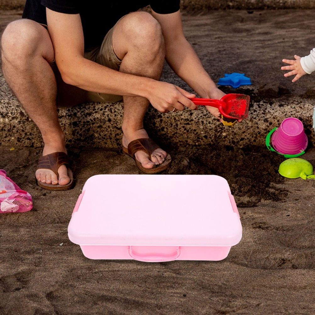 Two lightweight handheld ABS sandtrays with lids for indoor and outdoor play, ideal for kids' outdoor toys by Everything Baby.