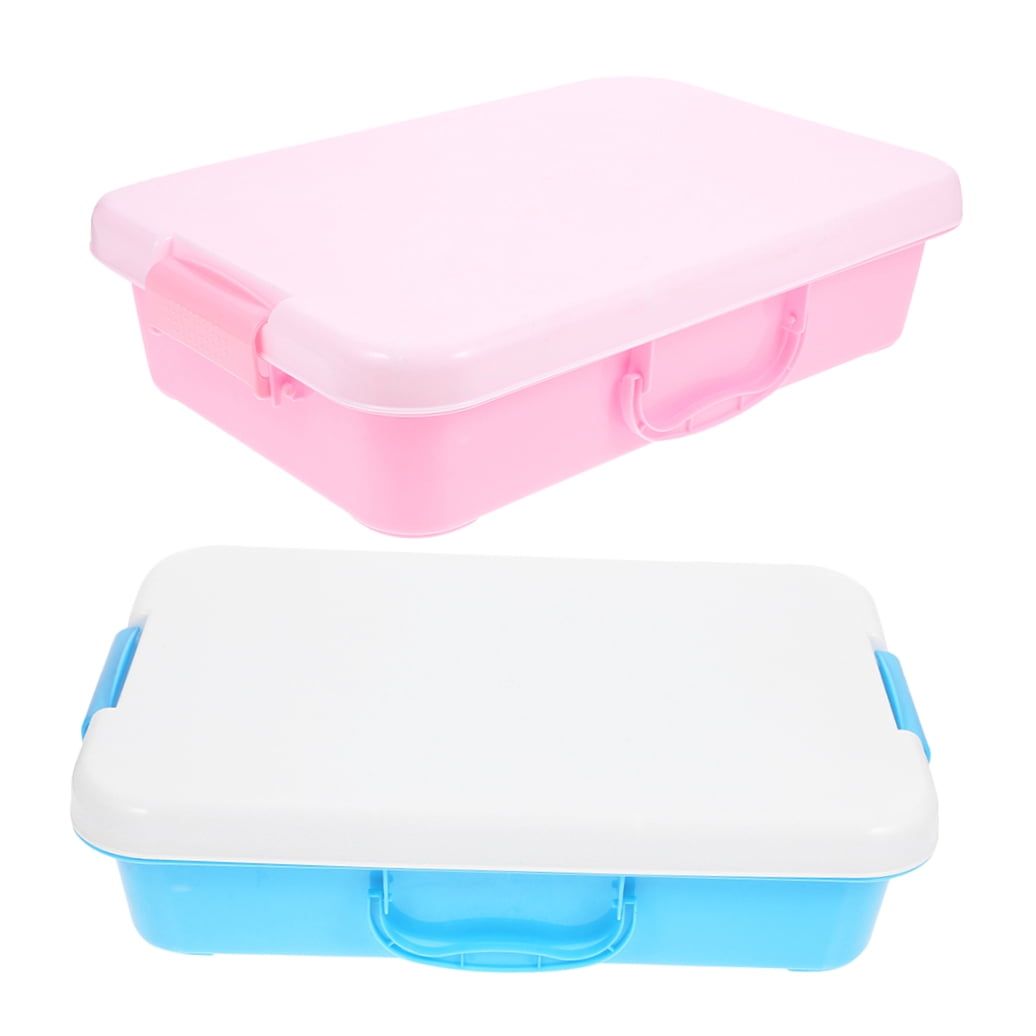 Two lightweight handheld ABS sandtrays with lids for indoor and outdoor play, suitable for kids' outdoor toy activities.