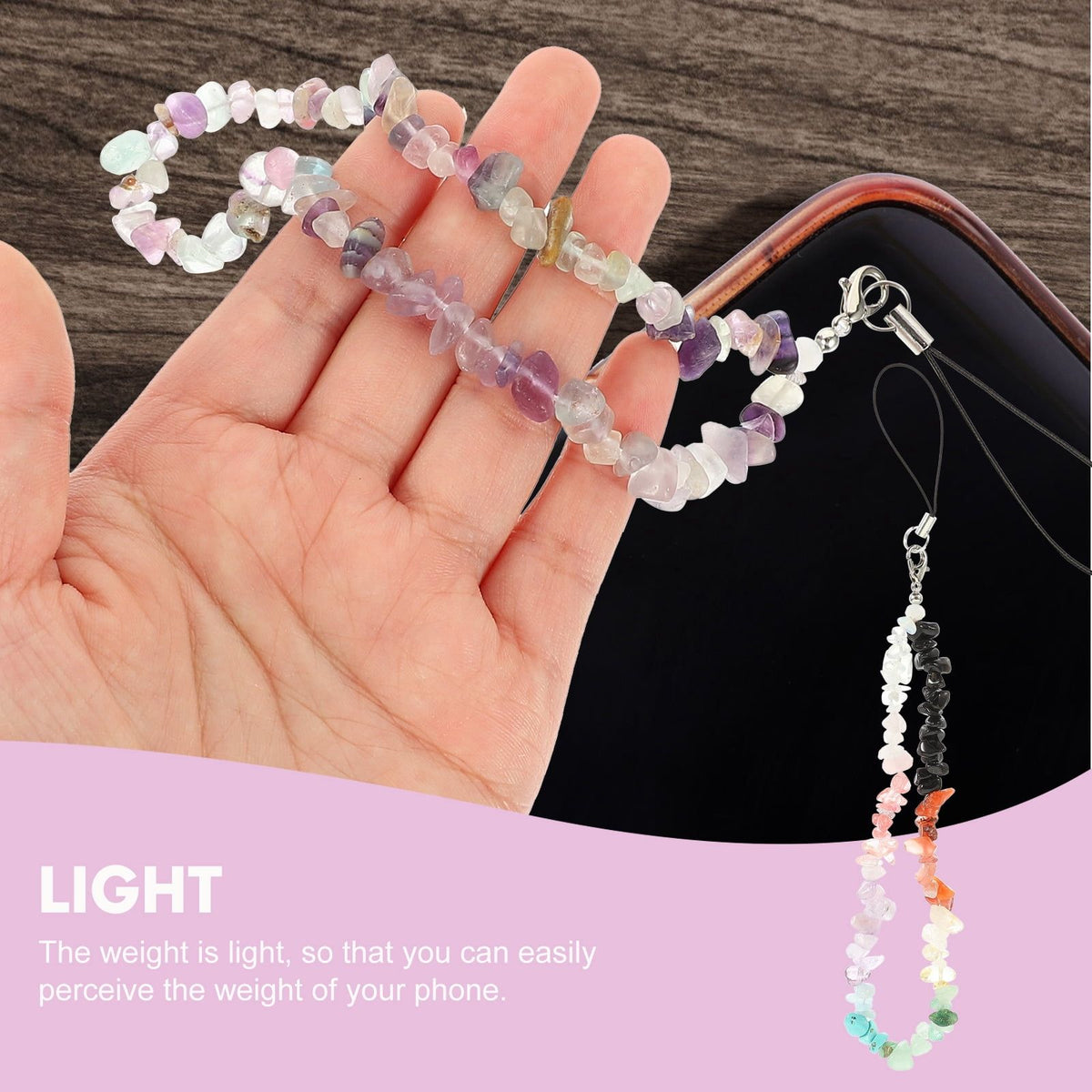 Two beaded crystal phone chains by Everything Baby, stylish and functional phone accessories for preventing loss and daily use.