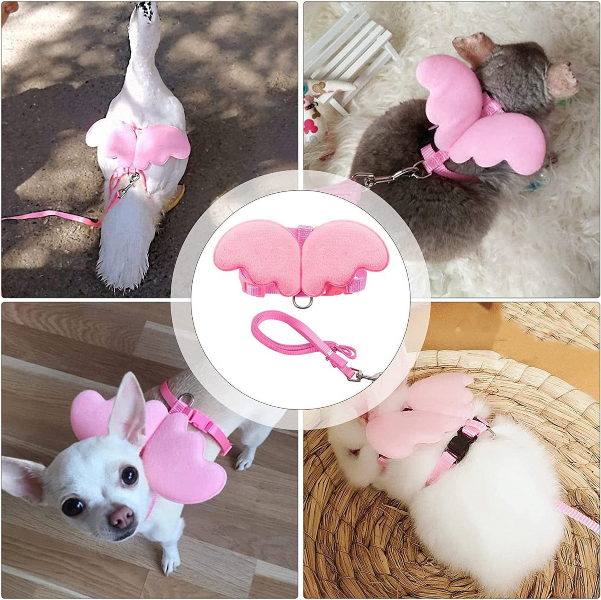 Pet duck harness and traction rope for outdoor walking, adjustable harness for small pets like rabbits, ferrets, guinea pigs, and puppies
