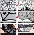 Black lace spider web round Halloween tablecloth, 40-inch decorative cloth for spooky party tables, from Everything Baby.
