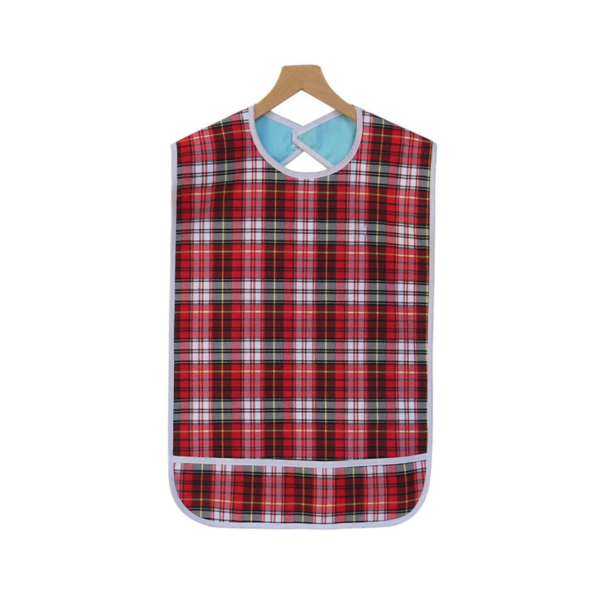 Reusable waterproof adult bib with crumb catcher, ideal for eating, designed for women and men, from Everything Baby.