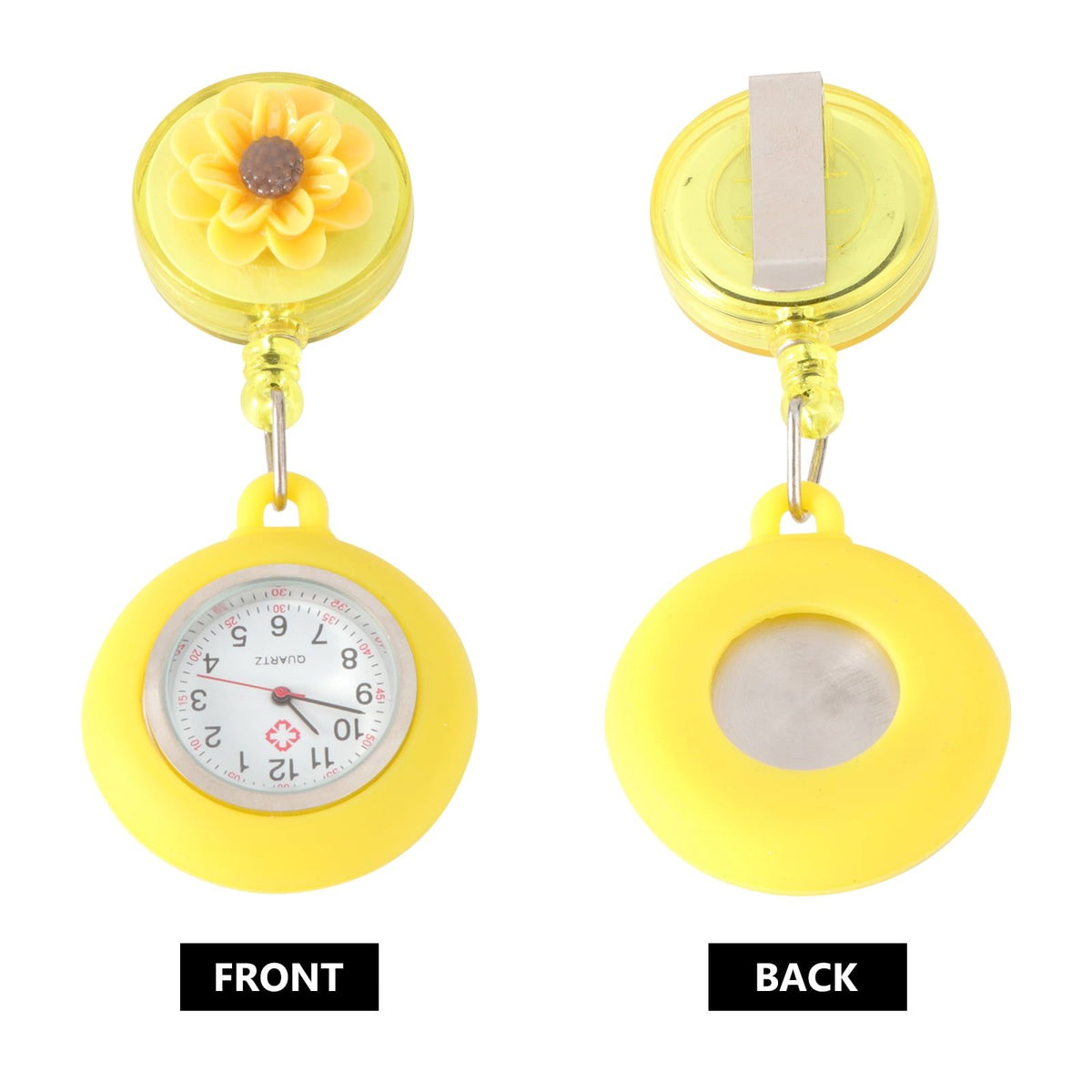 Nurse watch pin with silicone strap, designed for women and men, hanging lapel badge for nurses and healthcare professionals.
