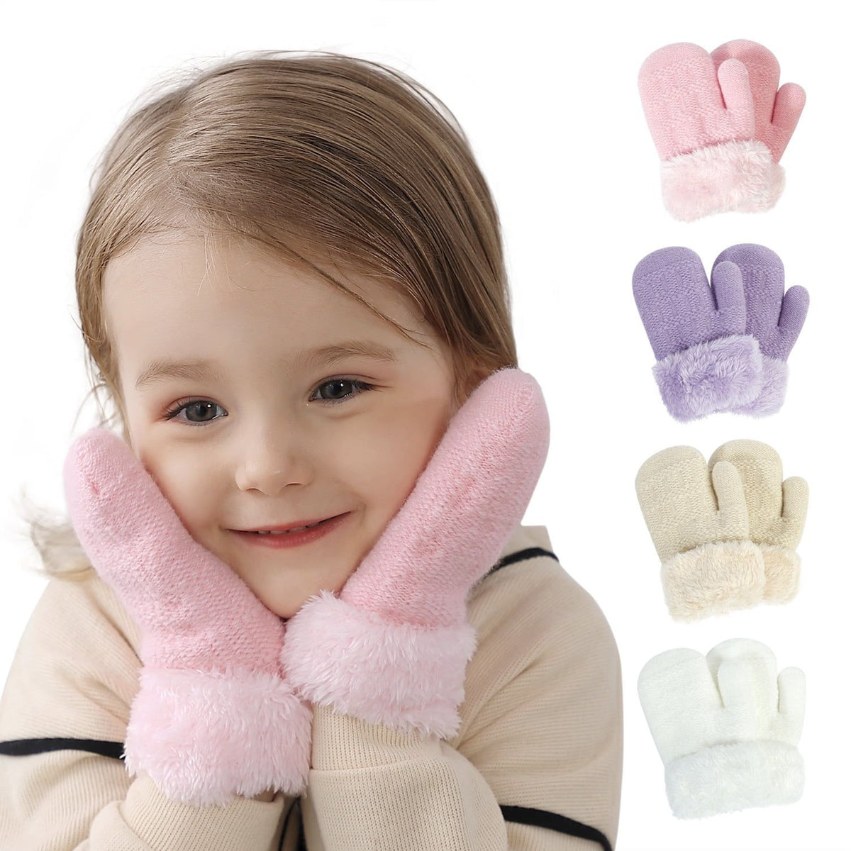 Cute unisex baby winter mittens with fleece lining, warm thermal gloves for boys and girls, toddler and newborn infant winter accessories