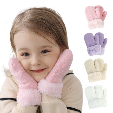 Cute unisex baby winter mittens with fleece lining, warm thermal gloves for boys and girls, toddler and newborn infant winter accessories
