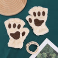 Girl's fingerless cat paw gloves in coffee color, cute winter accessories for kids, by Everything Baby.