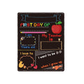 Two first day chalkboards for kids by Everything Baby, featuring creative blackboard designs for school day milestones.