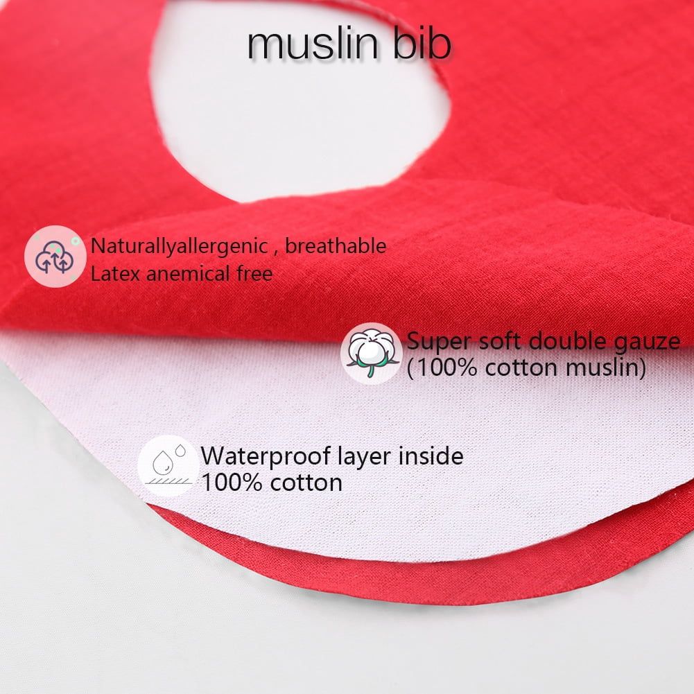 Baby girl teething drool bib with bow headband, made of organic cotton, soft and breathable multi-color cloth for feeding and comfort.