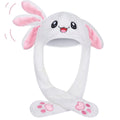 Cute plush rabbit bunny hat for women and girls with moving ears, perfect for cosplay, Christmas, and pretend play.