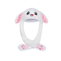 Cute plush bunny hat with moving ears for women and kids, perfect for cosplay, Christmas parties, and pretend play.