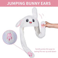 Cute plush bunny hat with moving ears, perfect for kids and women, ideal for cosplay, parties, and pretend play.